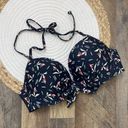 Jack Wills  Black Print Halter Bikini Swim Top Womens Size 34C Photo 0