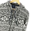 American Eagle  Women's Black Tribal Print Knit Zip Up Hoodie Sz S Oversized Photo 1