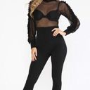 One Piece  Ruffle Sleeve Black Sheer Top  Romper Photo 0