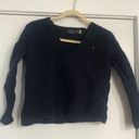 Polo Ralph Lauren navy blue sweater red logo SHRUNK v neck long sleeve cable Photo 0