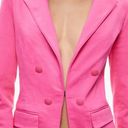 Alice + Olivia  Pink Mya Notch Collar Fitted Front Button Denim Blazer 14 Photo 3