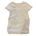 Isabel Maternity  Mint Green Sparkly Silver Stripe V-Neck T-Shirt, Side Elastic Photo 0