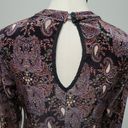 Xhilaration  Black Multi Velvet Paisley Trunpet Sleeve Mini Dress Size Medium Photo 8