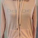 Bebe  Bling Sparkle Hoodie Pink Terry Cloth Full Zip Close Size Medium Y2K Photo 0