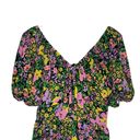 Donna Morgan Multi Color Mini Flowy Floral Dress Size 6 V-Neckline Puff Sleeves Photo 1