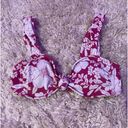 Xhilaration white and pink floral bikini top, size small, ribbed fabric Photo 0