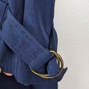 Vintage Blue Braefair  Trench Coat Rain Jacket Front Tie Size Women's 4 + Scarf Photo 11