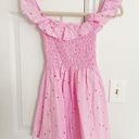 Dolls Kill  Cottagecore Princess Pink Off Shoulder Eyelet Lace Pink Mini Dress Photo 0