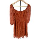 The Row  A Rust Mini Floral Smocked Waist Elbow Sleeve Mini Dress size Medium Photo 5