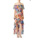 Badgley Mischka  Multi Floral High Low Flowy Tiered Maxi Dress Photo 9