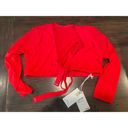 Good American  Sexy Boost 3/4 Sleeve Swim Top NWT Size 1 in Color Poppy Red Photo 5