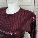 Oleg Cassini Vintage  Sequin Peplum Sheath Party Dress Maroon Red 10 Long Sleeve Photo 4