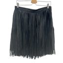 n:philanthropy  Vegan Leather Clover Mini Fringe Skirt Black Size Large Photo 5