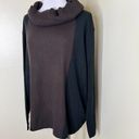 Nina Leonard Lennie for  Sweater 2X Colorblock Black Brown Cowlneck Knit Pullover Photo 2