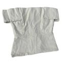 Michelle Mason  Shirt Womens Small White Brushed Fabric Off Shoulder Rayon Nylon Photo 0