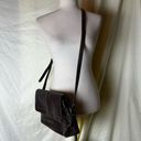 Liz Claiborne  Faux Leather Purse Crossbody Bag Dark Brown Contrast Stitching Photo 6