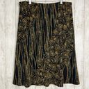 Coldwater Creek Vintage  Stretchy Midi Abstract Skirt Black Gold Blue Photo 1