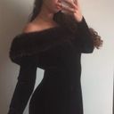 Vintage 80s Cachet Off Shoulder Faux Fur Velvet Floor Length Long Sleeve Gown Size 8 Photo 2