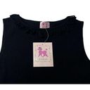 Loopy NEW Womens Pink Poodle Solid Black Knit Tank Top with  Fringe Trim Size S Photo 1