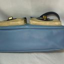 Coach Blue & Tan Legacy Double Pockets Turn Lock Satchel Canvas & Leather #13102 Photo 4