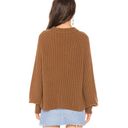 360 Cashmere  Vera Ribbed 100% Cashmere Mock Neck Balloon Sleeve Sweater Cognac Photo 2