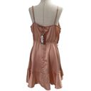 Boohoo  Satin Frill Skater Dress Champagne Size 12 Missing Belt NWT Photo 4