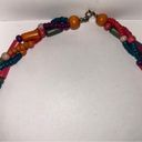 Vintage Colorful Wooden Beaded Twist
Statement Necklace Rainbow Y2K Handmade Photo 3