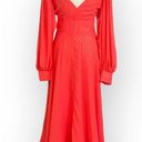 Kimberly  Goldson Lesli Clip Dot Long Sleeve Maxi Dress Women's XS Coral NWT Photo 4