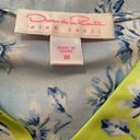 Oscar de la Renta  Pink Label Housedress Robe Reflective Blue Chartreuse Floral Photo 10