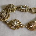 Source Unknown Vintage Chic Rhinestone Seed Pearl Gold Tone Toggel Latch 7 inch Bracelet Photo 1