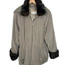 Jones New York Vintage  Jacket Faux Fur Coat XL Cinch Waist Beige Brown Hooded Photo 1