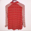 Style & Co . Dual Geometric Print Button Front Shirt Red Cream Petite Small Photo 9
