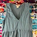 Cynthia Rowley  Linen Dress Womens L Blue Babydoll Lagenlook Coastal Resort Boho Photo 2