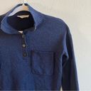 Everlane  Sweater Blue Heather Ink ReCashmere Button Mock Neck Sz XS GUC Preppy Photo 6