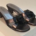 Taryn Rose  Silver Sandals with Black Leather Flower 39 Photo 1