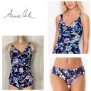 Anne cole NEW.  twist front underwire floral print tankini set. 36DD-cup/L-bottom Photo 1