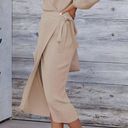 Tan Ribbed Knit Wrap Dress Size XL Photo 2