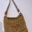 Bebe  Beige  Tan Fabric Fringe Gold Chain Shoulder  Bag NWOT Hobo Bohemian Photo 1