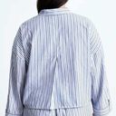 Everlane  Womens The Woven PJ Top Size S Blue White Striped Long Sleeve Boxy Fit Photo 4