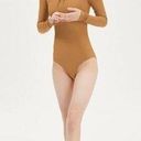 Girlfriend Collective  Fawn Vivien Mock Neck Long Sleeve Thong Bodysuit Sz Medium Photo 0