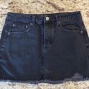 American Eagle  Black Denim Distressed Button Fly Skirt Photo 2