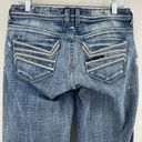 Bebe  (28) (31x34) Long Distressed Bootcut Jeans Bleached Light Wash Low Rise Photo 6