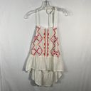 O'Neill O’Neill Nicole White Pink Embroidered Peplum Hem Halter Tie Tank Top Small S Photo 1