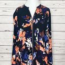 Apt. 9  Floral Print Casual Bomber Jacket Size XL Black Pink Blue White Photo 0