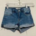 PacSun  Super Stretch Shortie Jean Shorts Button Fly Sz 23 Blue Denim Women Photo 0