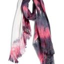 BP 4/$25  Nordstrom Gray White Pink Tie Dye Fringe Scarf Photo 0