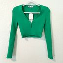 ZARA NWT  Ribbed Knit Button Cropped Cardigan in Green Size S Photo 1