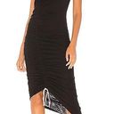 Cinq à Sept Cinq a Sept Cora women’s black asymmetrical ruched midi dress XS extra small Photo 16