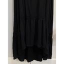 Time And Tru  Black High/Low Crochet Flutter Short Sleeve Maxi Dress Size L Photo 2