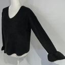 VERO MODA New  Ruffle Cuff Sweater Long Sleeve V-Neck Pullover Black Photo 5